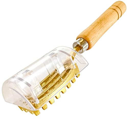 YAMASAN KYOTO UJI Brass & Wood Fish Scale Remover Tsubame-Sanjo | Professional Japanese Kitchen Scale Tool, Fish Scale Remover with Box, Brass Serrated Sawtooth and Wooden Handle