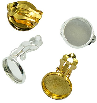 HYCYYFC Schmuckherstellung 24 Stück Ohrclips Zubehör passen 12 mm Cabochon Einstellungen Silber &