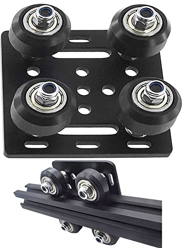 Aluminiumprofil-Riemenscheibe, 2 Stück 3D-Druckerteile, 2020 europäischer Standard V Slot Build Gantry Plate V Typ Gantry Plate Riemenscheibe für CNC 3D Drucker Zubehör (schwarz)