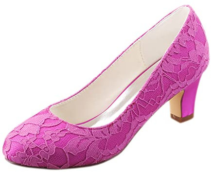 Emily Bridal Scarpe da Sposa Silk Women Like Satin Stiletto Heel Pompe Chiuse Chiuse (EU35, Fucsia)
