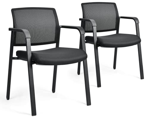 BASETBL Besucherstuhl, Konferenzstuhl für alle Fälle, Bürostühle mit festen Armlehnen, 2er-Pack, schwarz