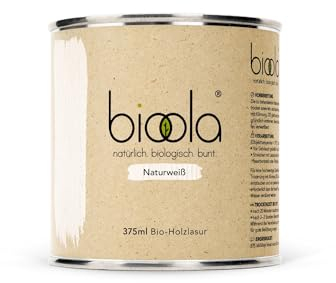 BIOOLA® colour - 100% natürlich-biologische Lasur für Kinderspielzeug sowie Holz und Möbel im Wohn- & Schlafbereich - vegan & plastikfrei - Naturweiß, 375 ml