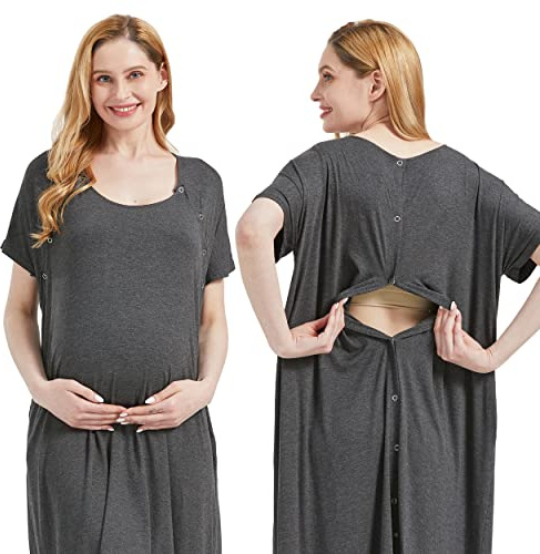 Mama & Wish Labor and Delivery Gown 3 in 1 Labor, Delivery and Nursing Gown