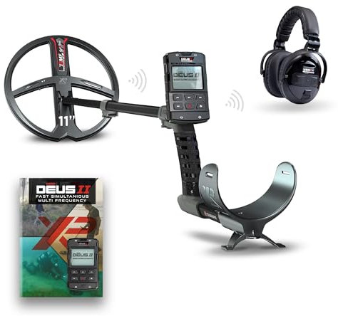 XP Metal Detectors DEUS II RC - 11 FMF Coil with WSAII-XL wireless headphones bundle - waterproof and multifrequency metal detector with XP DEUS II Remote Control & S-Telescopic Stem