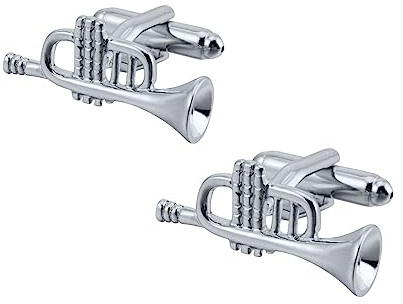 Ayoiow Manschettenknöpfe Herren Hochzeit Lustig Messing Manschettenknöpfe Knoten Silber Musikinstrument Trompete Manschettenknöpfe