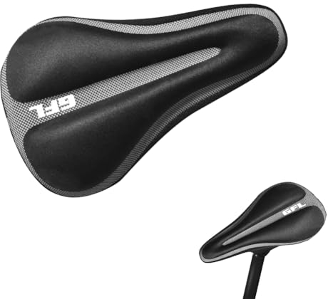 Hohl Ergonomisch Fahrradsitzbezug,Fahrradsattelbezug,Sattelbezug Fahrrad,Fahrrad Gel Sitzbezug,Rennrad-Sattelkissen,für Meisten Fahrräder wie Rennrad,Mountainbike und Trekkingrad,17 x 29,5 cm,Schwarz