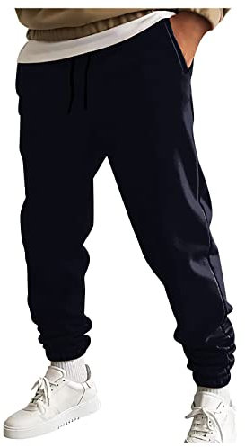 KONG JIMFAN Jogginghose Herren Vintage Turnhose Männer Geschenke Jogger Trainingshose Herren Oversize Herren Jogginghose Herren Original Verjüngt Hose Track Pants Vintage Y2k Hose(Marine,XL)