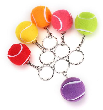 TOPINCN Tennisball Schlüsselanhänger, Mehrfarbig, Dekoration, 4 Cm, Tasche, 6 Stück, Geschenkanhänger, Schlüsselanhänger, Fans, Ornamentbänder