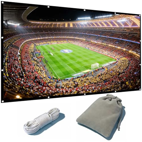 VERCORKIN Large Projector Screen 200 Inches, Outdoor/16:9/Thick Canvas Material/160° Viewing View/Foldable, Includes Mounting Cord and Storage Bag (200 Inch Double-Sided White)