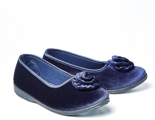Coopers of Stortford Velvet Rosebud Ballerina Slippers (Sapphire, UK Footwear Size System, Adult, Women, Numeric, Medium, 4)