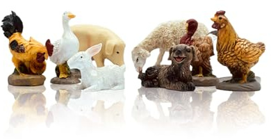 Gesar art in progress Set 8 Stück Tiere à 5 cm aus Harz in Krippe - Tiere für Krippe 9 cm - Krippe Dekorationen - Tiere Krippe - Weihnachten Landschaft - Weihnachtsszenario