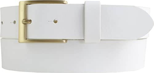 BELTINGER Gürtel aus Vollrindleder 3,5 cm | Jeans-Gürtel für Herren mit goldener Gürtelschließe 35mm | Chino-Gürtel Anzuggürtel | Weiß 115cm