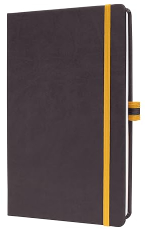 SIGEL LS106 Notizbuch A5 kariert dunkelgrau, gelb, Hardcover, 176 Seiten, vegan, aus nachhaltigem Papier, Linescape
