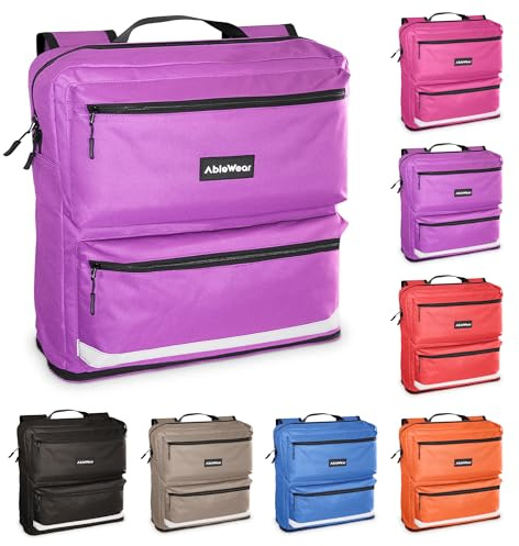 AbleWear Purple Mobility Scooter Bag - Expandable Storage, Organized Accessibility, Enhanced Safety, Easy Attachment, Compatible with Most Mobility Scooters