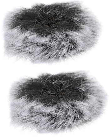 GOOHOCHY 2pcs Microphone Protector Windproof Cover Clip Mic for Enhanced Sound Reception Soft Material Practical Noise Reduction Grey