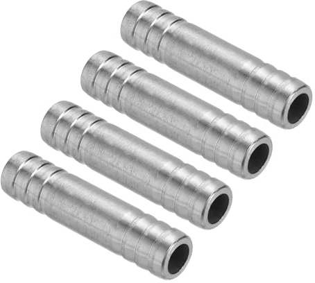 PATIKIL 1/2 Schlauchverbinder, 4 Stück Edelstahl Schlauchanschluss Muffe | Kupplung Fitting Schlauchstutzen Runder Gerade Verbindung Schlauchadapter für Wasser Luft Gas, Silber