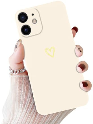 Vauki Hülle für iPhone 12 Handyhülle mit Herz Motiv Muster Mädchen Weiches Dünne TPU Silikon Stoßfest Kratzfeste Schutzhülle Protection Case für iPhone 12, Weiß