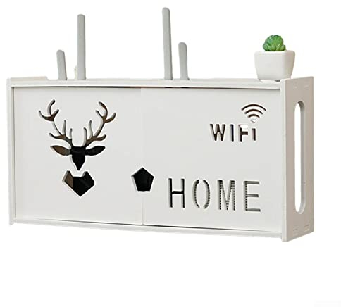 AIDNTBEO Aufbewahrungsbox zur Wandmontage, Organizer für WLAN-Router, TV-Box, Steckdose und abgeschirmte Kabelaufbewahrung, Kabelbox, Wandhalterung, dekorative Box (Weiß) (A)