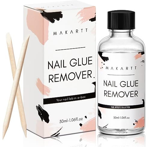 Makartt Dissolvant de colle à ongles, avec pinceau, 30 ml, pour faux ongles, professionnel, sans acétone, pour faux ongles