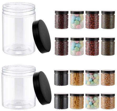 AKOLAFE 16er Vorratsdosen Set 240ml und 420ml Luftdicht Plastikdosen mit Deckel BPA-Frei Aufbewahrungsdosen Transparente Behälter Kunststoff Vorratsgläser Runde für Gewürz Müsli Süßigkeiten Marmelade