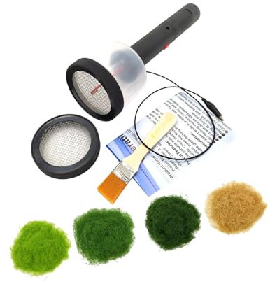 Milageto Mini Static Gras Beflockung mit Platte, ABS Applikator mit Anti-Rutsch-Griff für Beflockung Maschine, tragbare Gras Pflanzer für DIY-Projekt Scenic Modellierung Sand Tabelle Modellierung, FF