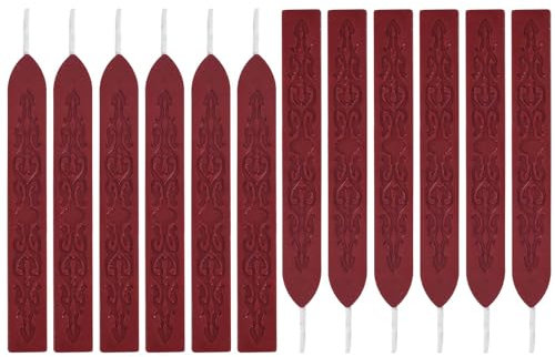 Cleminsta 12 Stück Retro Vintage Wachs Siegel Stempel, Stempelwachs Siegelwachsstäbe, Feuerlack Stempelwachs, Brandlack Stempelwachs, Siegelwachs Set, Wachssiegel Stempel für Briefen (Burgunderrot)