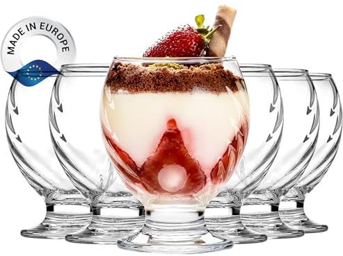 Crystalia Premium Coupes à Glace en Verre SANS PLOMB 280ml - Verrines à Pied, Plats à Sundae, Verres à Crème Glace Pudding Dessert Lot de 6