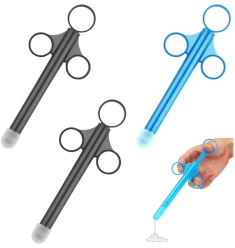 3 PCS Schmiermittel Applicator, Wiederverwendbar Schmiermittel Spritze, Vagina Reinigungswerkzeuge Anal Vagina Syringe mit Zugschlaufe und Fingergriff für Schmierstoffe Schmierstoffe (Blau Schwarz)