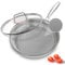 Abijan Stainless Steel Frying Pan with Lid, 30cm 5-Ply Stainless Steel Pan,PTFE & PFOA Free, All Stovetop Compatible,Dishwasher and Oven Safe