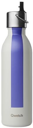 QWETCH - Bouteille Isotherme Active Série Sport Grise 600ml - Gourde avec Bouchon Sport - 24h Froid et 12h Chaud - Etanche, Sans BPA & Compacte
