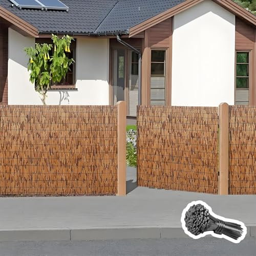 Balcone bambù Recinzione, Privacy Stuoia in Cannen 100x500 90x400 80x600 120x1500 150x900cm, Oscurante Recinzione in Bamboo per Copertura Recinzione Giardino Ringhiera(50 * 200cm)