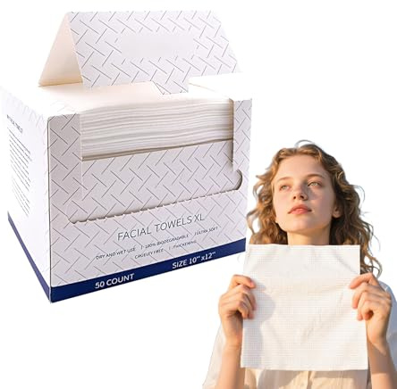 Asciugamano Usa E Getta Per Il Viso,Asciugamani Per Il Viso Morbidi Extra Spessi,25x30cm,50 Pezzi,Salviette Morbide E Resistenti,Anti-Strappo,Per Rimozione Trucco,Cura Del Face E Pulizia Quotidiana