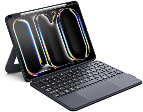 VOWUBO Custodia con tastiera magica staccabile per iPad Air 11 M3/M2 (2024)/iPad Air 5a/4a generazione, iPad Pro 11 (1a/2a/3a/4a generazione) con trackpad multi-touch, cavalletto multi-angolo