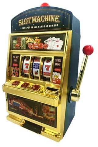 Glac Store Slot Machine Las Vegas, Spardose mit Lichtern Jackpot, 37 x 25 x 16 cm oder 30,5 x 24 x 16 cm, Gold/Silber (Big Gold)