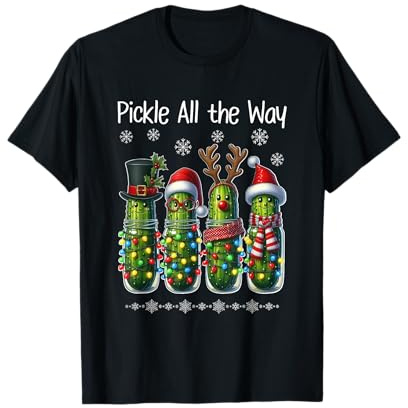 Merry Picklemas Funny Christmas Pickle Lights Holiday Design T-Shirt
