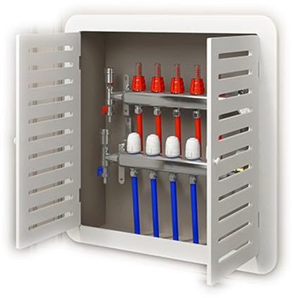 Zugangsklappe zum Heizkörper, Einfach zu Bedienende Heizkörperverkleidung, Moderner Heizschrank mit 2 Türen und Horizontalen Lamellen(80x80cm/31.5x31.5in)