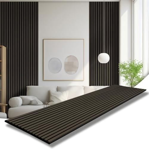 AKK-STAR Akustikpaneele Holz 3Pack (6 Stück) 240x60cm 8,64m² Wandpaneele in Holzoptik für Schallschutz & Dekoration | 3D Wandpaneele für Wohnzimmer, Homeoffice | Zur Wandmontage (Eiche Grau 7#)
