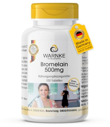 Bromelain 500mg, Natural Pineapple Enzyme, Vegan, 100 Tablets | Warnke Vitalstoffe - German Pharmacy Quality