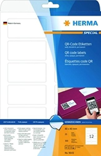 HERMA BBM-Edition QR-Code Etiketten A4 80x40 mm quadratisch, weiß, matt, blickdicht