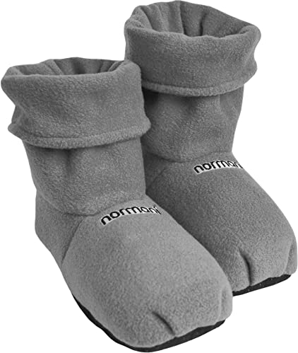 normani® Körnerpantoffeln - Hausschuhe für die Mikrowelle - Hausstiefel mit Leinsamenfüllung - extra hoher Schaft Farbe Grau Größe L=41/45