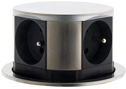 Otio Bloc multiprise encastrable compact 4 prises 16A 2P+T - Finition Inox