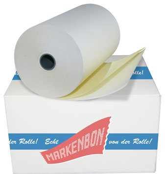 Normalpapierrollen zweilagig für Star & Micronics SP 700 - weiß/gelb - [25m] (50 Rollen)- markenbon