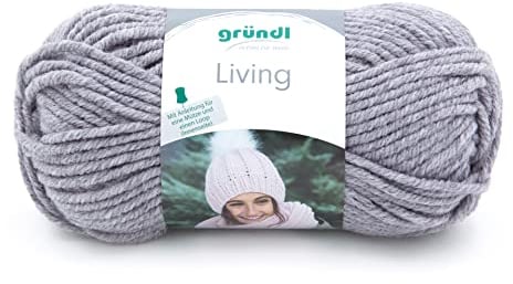 Gründl Wolle Living (Strick- und Häkelgarn,waschbares Garn aus 80% Polyacryl und 20% Polyamid, 100 g / 100 m, Nadelstärke: 8-9, 1 x 100 g), Mittelgrau