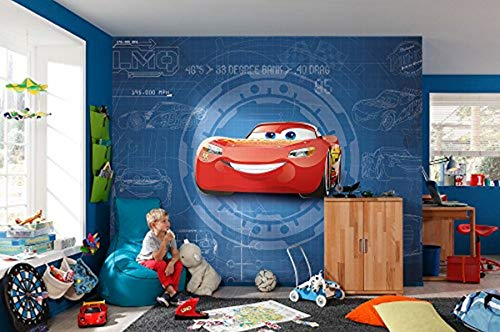 Komar Fototapete von Disney | Cars3 Blueprint | Bunt, 368 x 254 cm, Disney, Cars, Tapete, Auto, Jungen, Kinderzimmer , Jungenzimmer, Wanddekoration | 8 Teile
