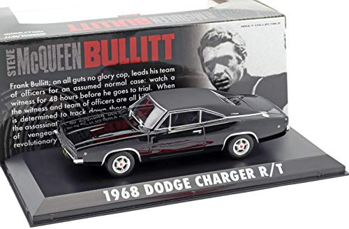 Greenlight Dodge Charger R/T Steve McQueen Bullitt 1968 1:43 Schwarz Plastik Modellautoskulptur