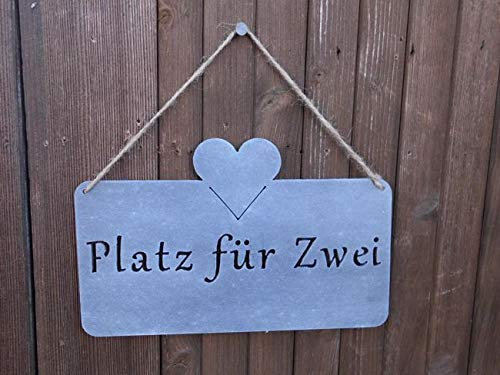 Dekoratives,stabiles Eisenschild - Platz für zwei - 25cm grau Geschenk