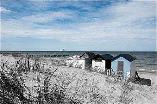 Muralo Fototapete Strand 270 x 405 cm Vlies Tapete Wandtapete Dünen Meer Schiff Himmel Wohnzimmer Schlafzimmer Moderne Wandbilder XXL Natur Panorama Wasser Wand Dekoration
