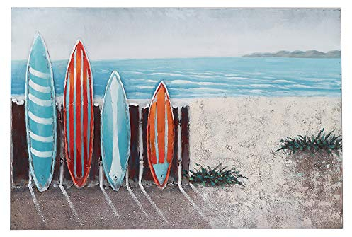 Vintage-Line Handgefertigtes Metallbild 3D-Optik Verschiedene Größen Kunst Bild Wandbild (Metallbild Surf (ca. 120x80 cm))