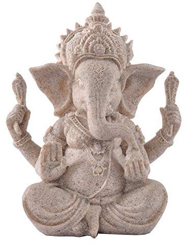 POFET Farbton Sandstein Ganesha Buddha Elefant Statue Skulptur Handgemachte Figur Buddha Statue Sculpture Elephant Statue Figure