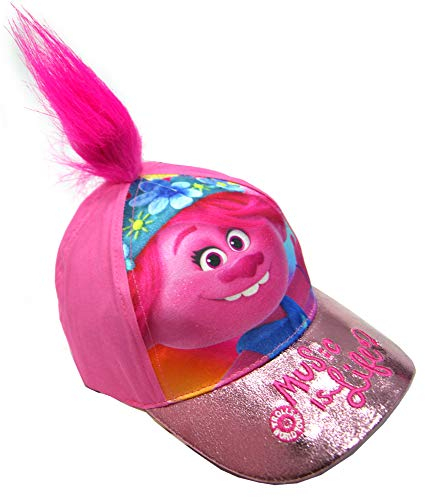 Trolls Cap/Mütze, Baseballmütze, mit Mohnblumenhaar, 2 Größen, verstellbar, offizielles Lizenzprodukt. - Pink - 52